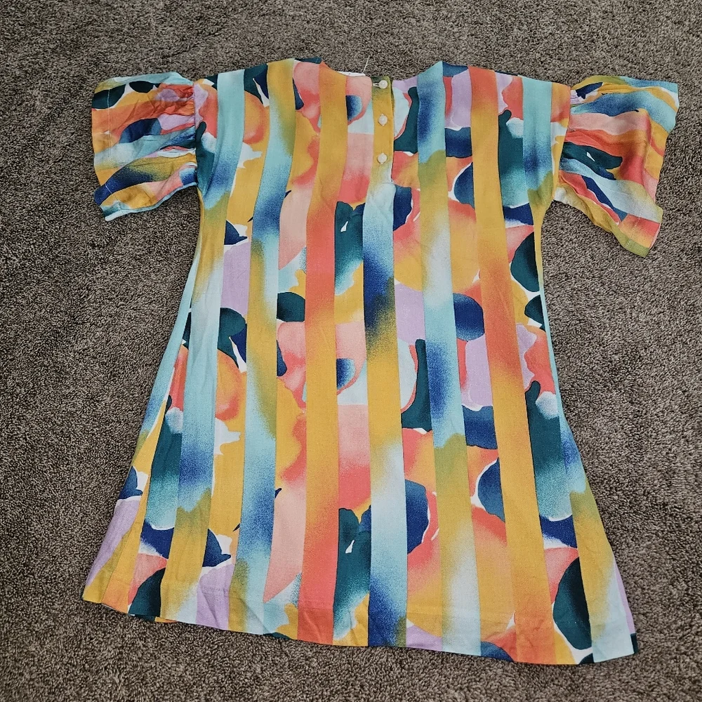 NWT Gymboree 100% Rayon Multi-Colored Watercolor Flutter Sleeve Dress Size 5